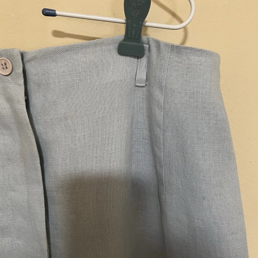 Vintage Talbots Linen Skirt 16 Midi Light Blue Button Front Slit Coastal Cottage - Picture 5 of 9
